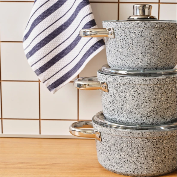 Karaca Biogranit Nare 6 Parça Midi Tencere Seti Blue - Resim 2