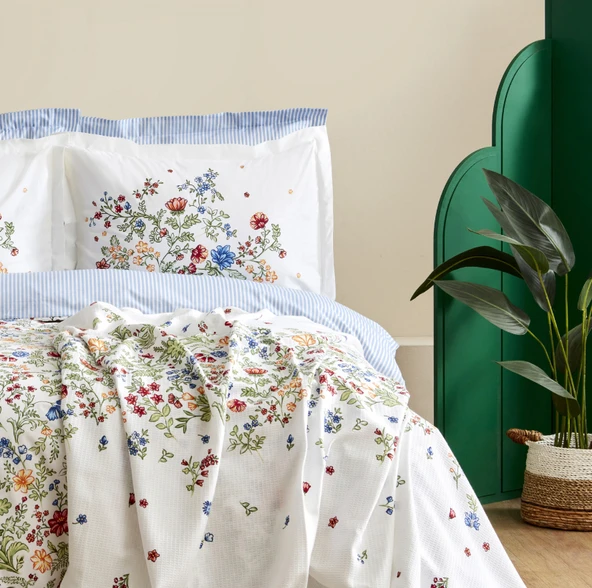 Karaca Home Sasha %100 Pamuk Çift Kişilik Nevresim Pike Takımı Multicolor - 2