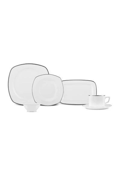 Padoca 26 Parça 6 Kişilik New Bone Kahvaltı / Servis Seti Yarım Kare Platin - 9
