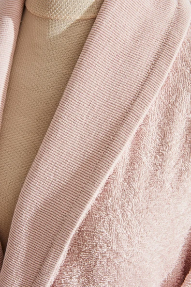 Andy %100 Pamuk Bornoz Seti S/M Pudra - Resim 9