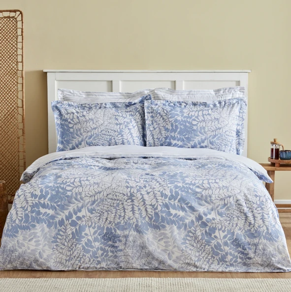 Karaca Home Hayley %100 Pamuk Çift Kişilik Nevresim Takımı Mavi - Resim 5