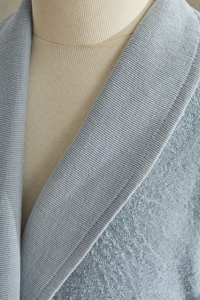 Karaca Home Andy %100 Pamuk Bornoz Seti L/XL Mavi - Resim 3