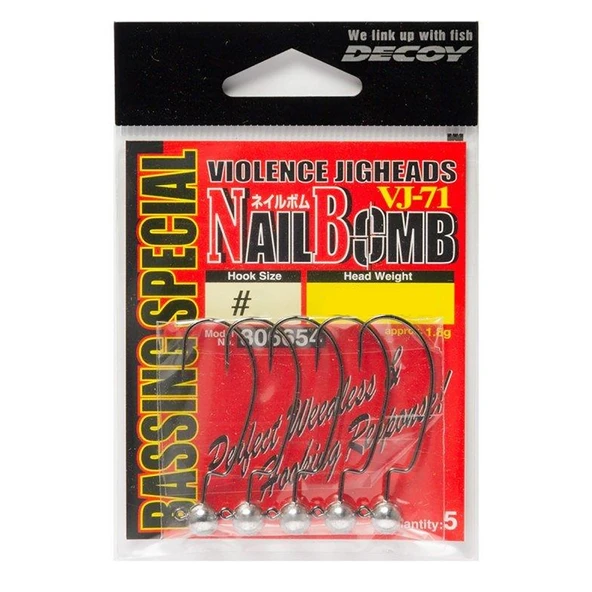 Decoy VJ-71 Nail Bomb 5 Adet Jig Head  1 no 0.9 gr - Resim 2
