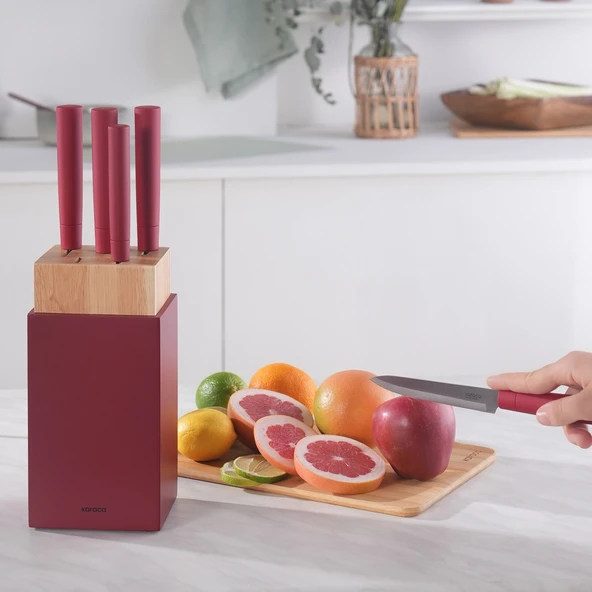 Karaca Viego 6 Parça Bıçak Seti Kırmızı - Resim 5