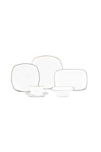 Padoca 26 Parça 6 Kişilik New Bone Kahvaltı / Servis Seti Yarım Kare Gold ürün görseli