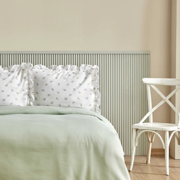 Karaca Home Lidya %100 Pamuk Çift Kişilik Pike Takımı Yeşil - Resim 3