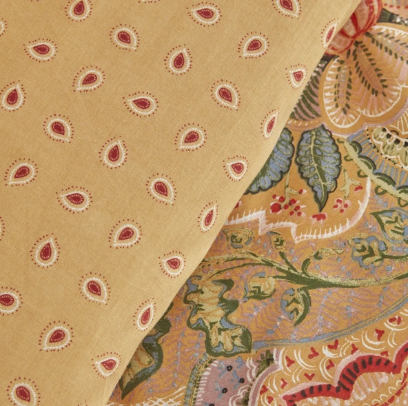 Karaca Home Manas %100 Pamuk Çift Kişilik Nevresim Takımı Hardal - Resim 9