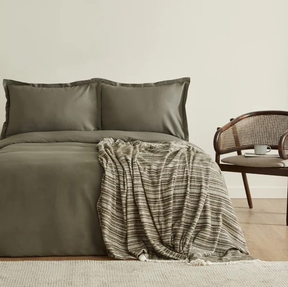 Karaca Home Weena Çift Kişilik Krep Nevresim Jakar Pike Takımı Yeşil - Resim 5