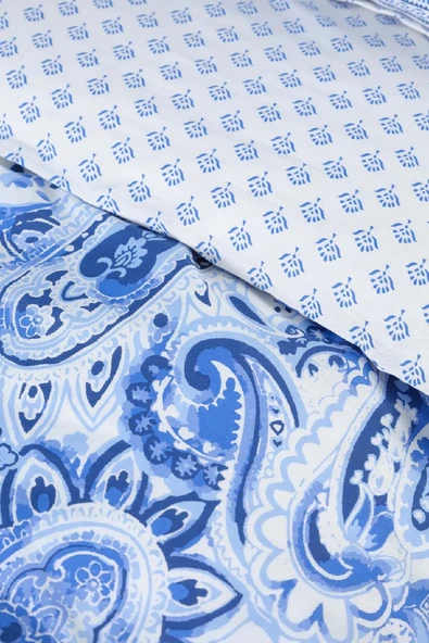 Bellance Mavi %100 Pamuk Çift Kişilik Nevresim Takımı - Resim 11