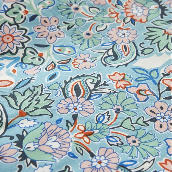 Karaca Home Arney %100 Pamuk Çift Kişilik Nevresim Pike Hediyeli Takımı Mavi - Resim 8