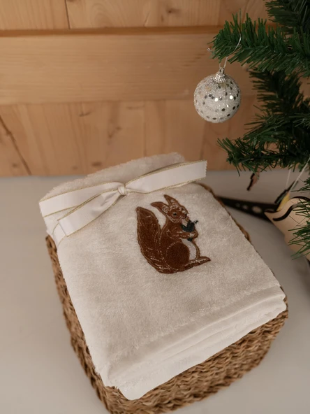 Pamuklu İkili 50x80 cm Modern Nakışlı Desenli Hediyelik Havlu Seti Baveno - Resim 10