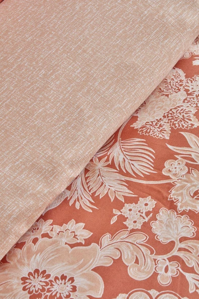 Patrisa %100 Pamuk Çift Kişilik Nevresim Takımı Terracota - Resim 12