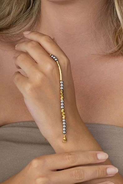 Gümüş PazarımKırmızı Altın Kaplama Dorika Zincir Model Altın Kaplama Çelik Kadın Bileklik ürün görseli 1