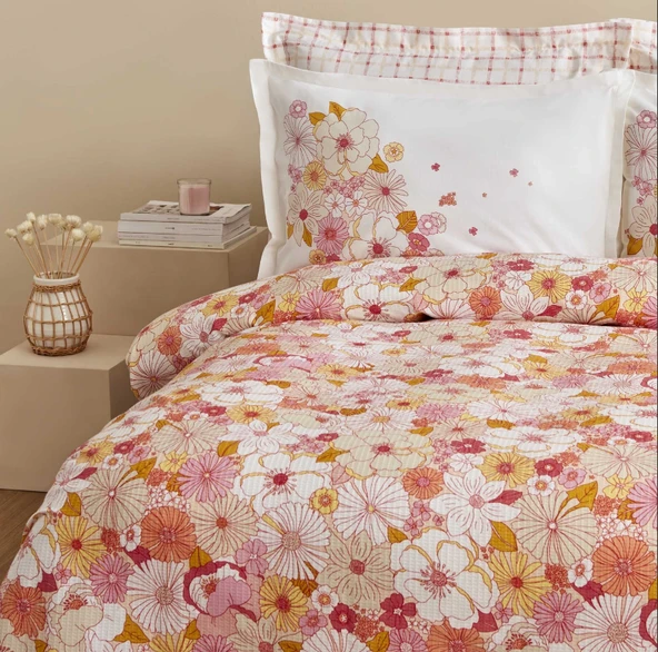 Karaca Home Pegy %100 Pamuk Tek Kişilik Pike Takımı Somon - Resim 2