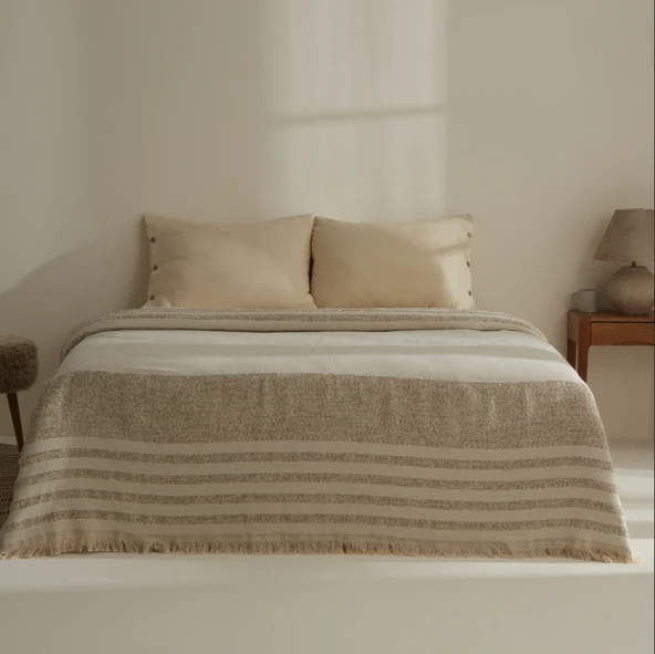 Karaca Home Amanda Çift Kişilik Krep Jakar Pike Takımı Bej ürün görseli