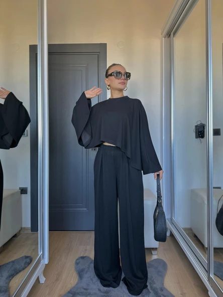 Kadın Panço Takım Siyah ürün görseli 1