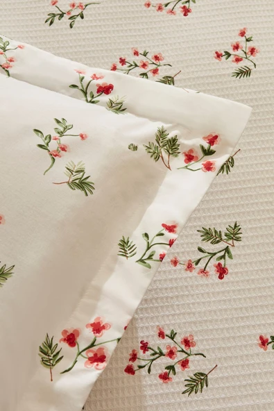 Silvie %100 Pamuk Çift Kişilik Pike Takımı Kırmızı PP - Resim 6