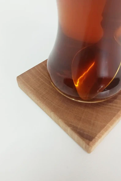 Ahşap Kare Bardak Altlığı 4'lü - Ceviz Ağacı - 2