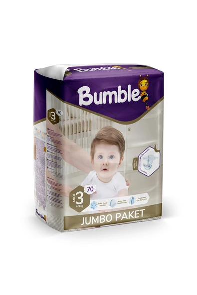 BUMBLE 3 Numara Midi Bebek Bezi Jumbo Paket 70 Adet |  4-9 Kg ürün görseli