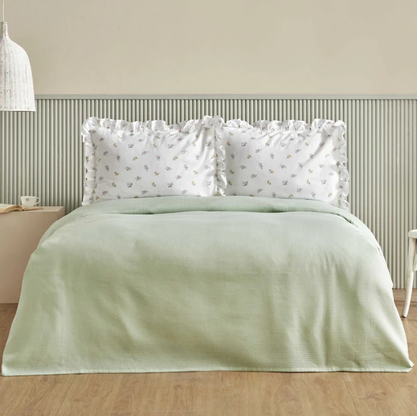 Karaca Home Lidya %100 Pamuk Tek Kişilik Pike Takımı Yeşil - Resim 5