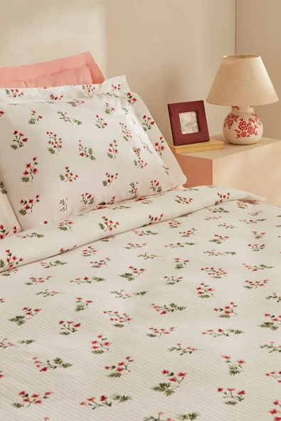 Silvie %100 Pamuk Çift Kişilik Pike Takımı Kırmızı PP - Resim 10