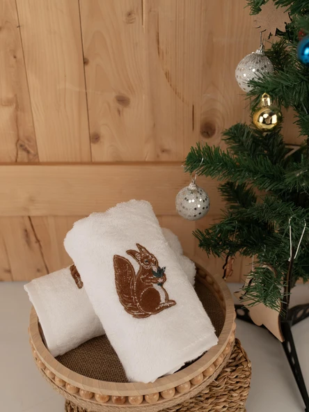 Pamuklu İkili 50x80 cm Modern Nakışlı Desenli Hediyelik Havlu Seti Baveno - Resim 11