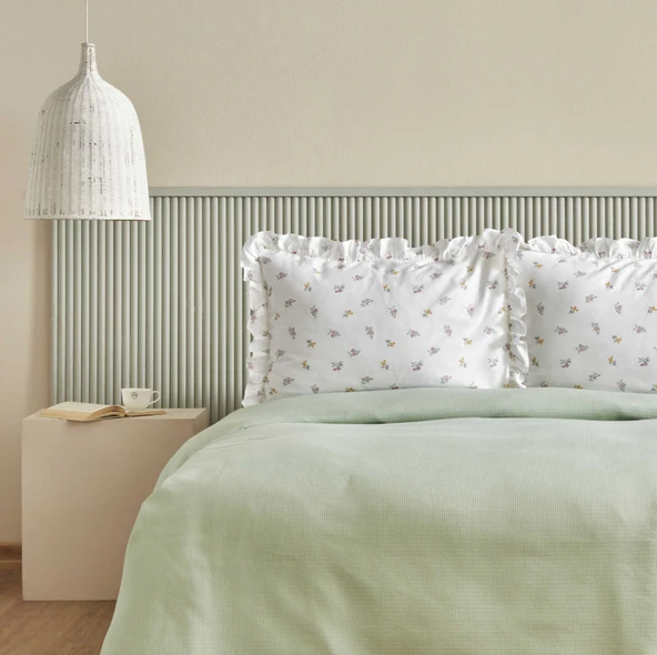 Karaca Home Lidya %100 Pamuk Tek Kişilik Pike Takımı Yeşil - Resim 2