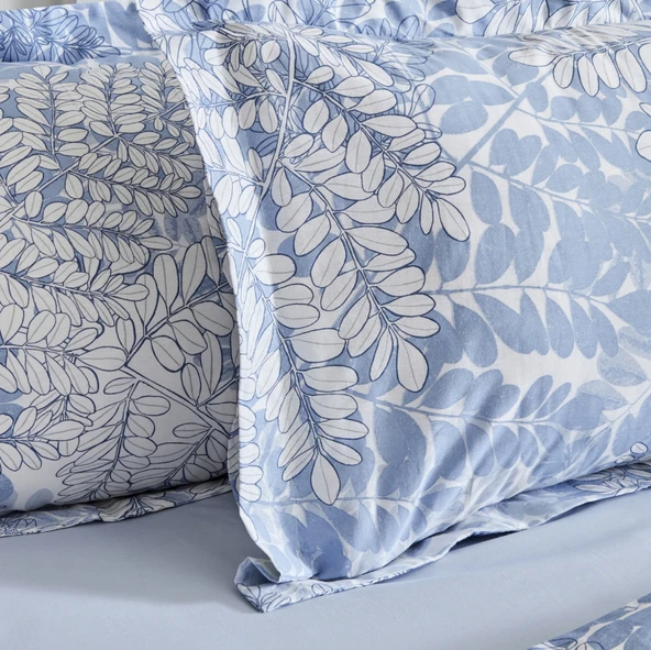 Karaca Home Hayley %100 Pamuk Çift Kişilik Nevresim Takımı Mavi - Resim 4