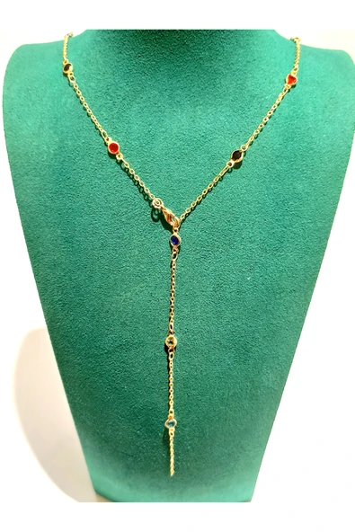 Monalisa Home Gold Renk Lüks Figürlü Gösterişli Y Kolye ürün görseli 1