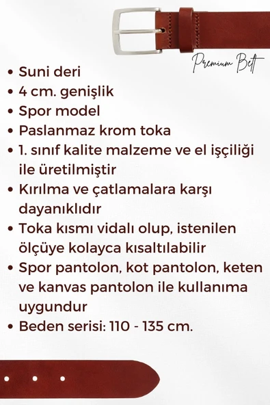 Haki Yeşil Süet Suni Deri Çift Dikişli Model 4 cm.lik Unisex Spor Kemer - XD-9010-10-ST - Resim 7