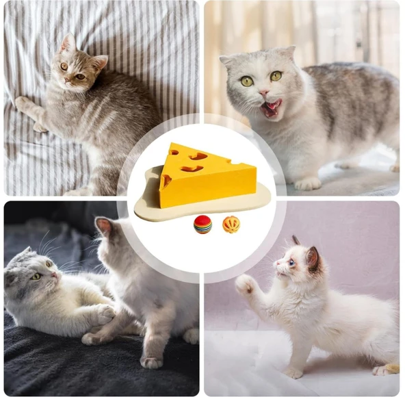 Cat Butler Eğlenceli Kedi Oyuncağı - Peynir Dilimi Tasarım, Geliştirici Zeka oyunu - 2