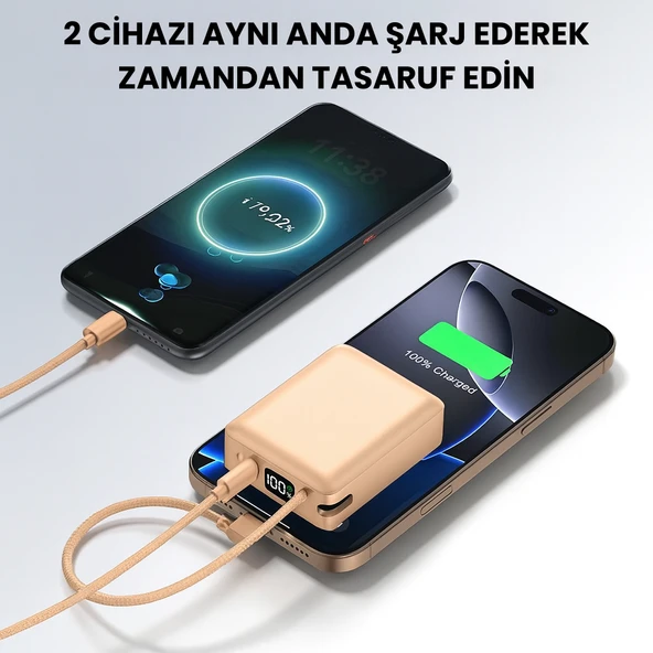 20W Hızlı Şarj Mini Powerbank  Çift Cihaz Şarj, LED Gösterge, Kompakt ve Hafif Tasarım - 4