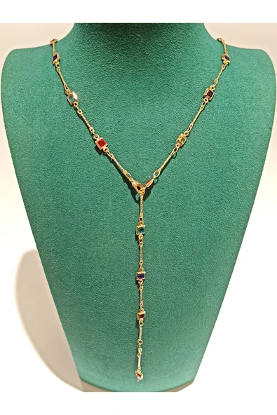 Monalisa Home Gold Renk Lüks Figürlü Gösterişli Y Kolye ürün görseli 1