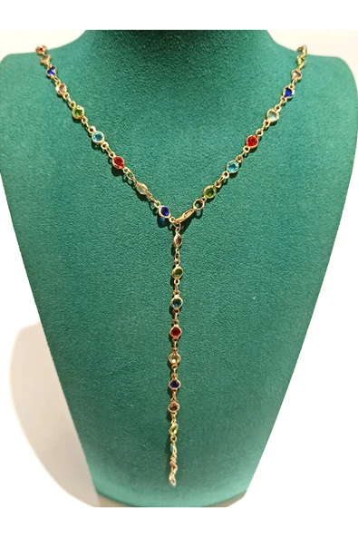 Monalisa Home Gold Renk Lüks Figürlü Gösterişli Y Kolye ürün görseli 1