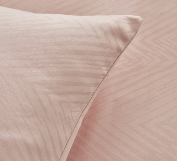 Karaca Home Charm Sion %100 Pamuk Jakarlı Saten King Size Nevresim Takımı Pudra - Resim 8