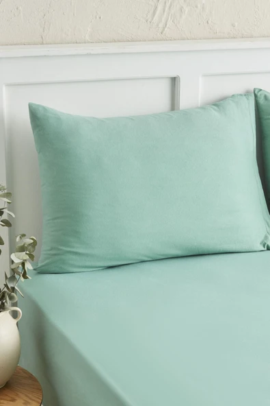 Motto Penye Fitted Tek Kişilik Çarşaf 100x200+30 cm Yeşil - 8