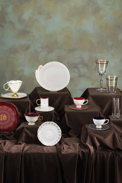 Cumhuriyet Yüzyılı Tulu Pasta Tabaklı Çay Takımı - Resim 7