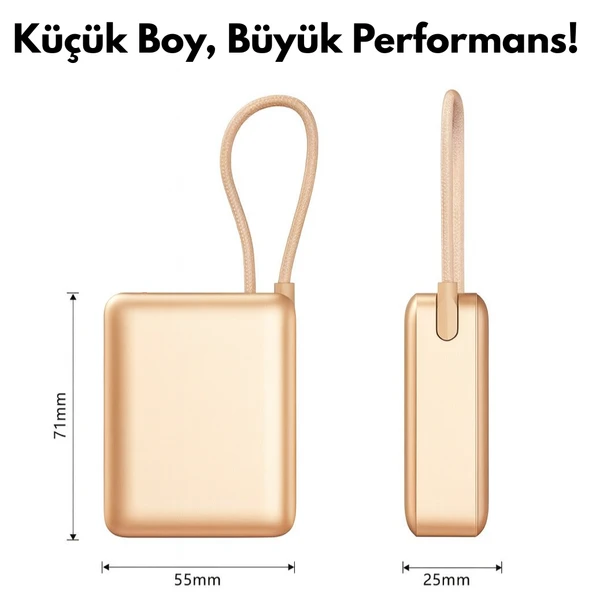 20W Hızlı Şarj Mini Powerbank  Çift Cihaz Şarj, LED Gösterge, Kompakt ve Hafif Tasarım - 8