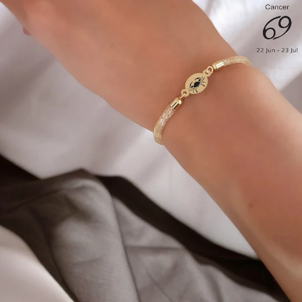 Burca Özel Oval Motifli Hasır Kordonlu 14 Ayar Altın Plakalı Doğum Günü Hediyesine Özel Bileklik-415 - Resim 2