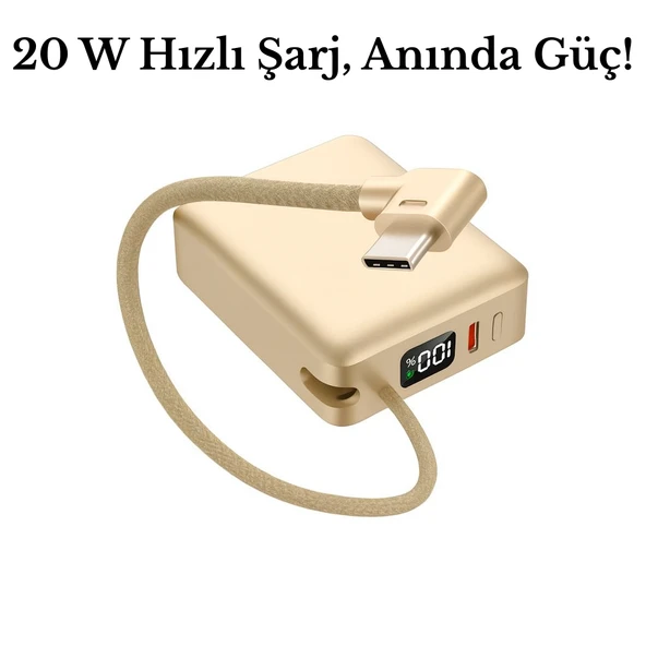 20W Hızlı Şarj Mini Powerbank  Çift Cihaz Şarj, LED Gösterge, Kompakt ve Hafif Tasarım
