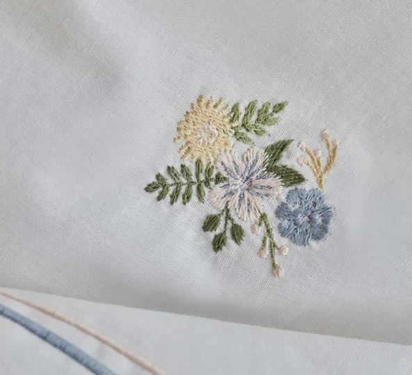 Karaca Home Cavale Çift Kişilik Percale Nevresim Takımı Nakışlı Pudra - Resim 4