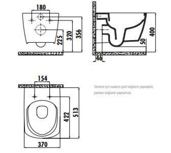 Creavit Elegant Rim-Off Asma Klozet EG321 Kapak Hariç - 2