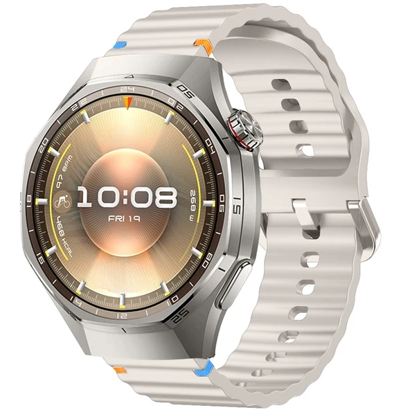 Huawei Watch GT6 Pro 46mm İle Uyumlu Dalga Desenli Tokalı Yumusaş Soft Silikon Kordon  Starlight ürün görseli