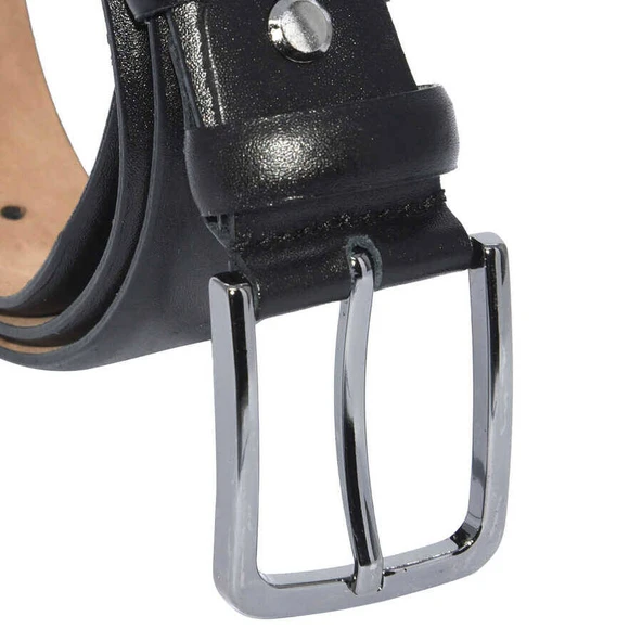 Siyah Çocuk Boy Hakiki Deri Düz Model 3.5 cm.lik  Klasik Kemer XD-200-GRS-ST - Resim 3