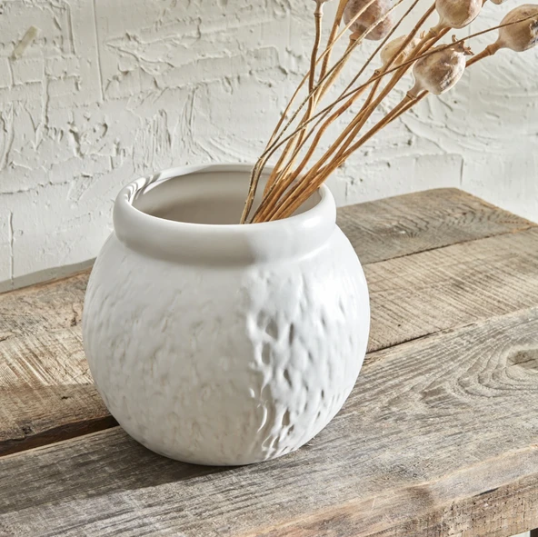 Karaca Russel Oval Vazo 20.5 x 20.5 x 18 cm Beyaz ürün görseli