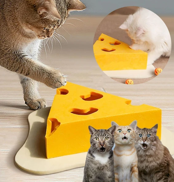 Cat Butler Eğlenceli Kedi Oyuncağı - Peynir Dilimi Tasarım, Geliştirici Zeka oyunu - 3