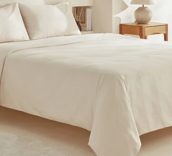 Karaca Home Sion %100 Pamuk Jakarlı Saten King Size Nevresim Takımı Ekru - Resim 3