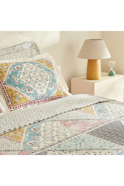 Edella %100 Pamuk Tek Kişilik Nevresim Takımı Multicolor - Resim 3