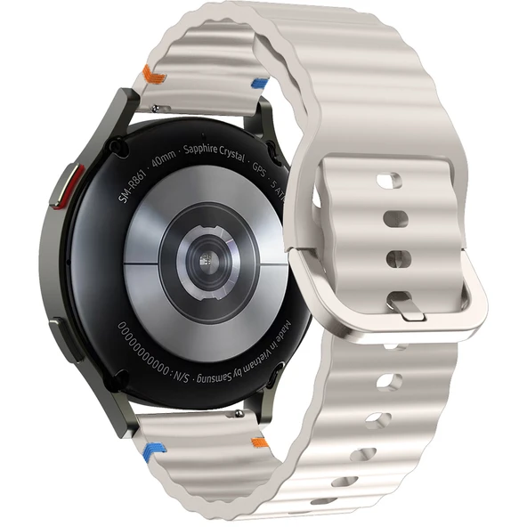 Huawei Watch GT6 Pro 46mm İle Uyumlu Dalga Desenli Tokalı Yumusaş Soft Silikon Kordon  Starlight - Resim 2