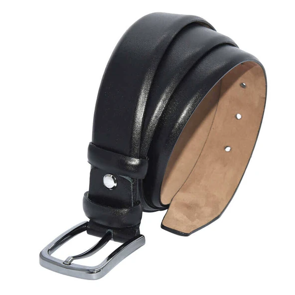 Siyah Çocuk Boy Hakiki Deri Düz Model 3.5 cm.lik  Klasik Kemer XD-200-GRS-ST - Resim 2
